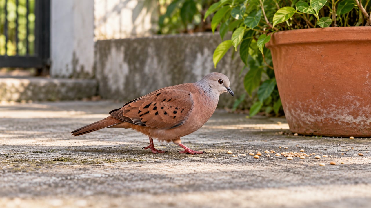 A rolinha é uma ave silvestre brasileira, menor que o pombo-doméstico e de plumagem avermelhada