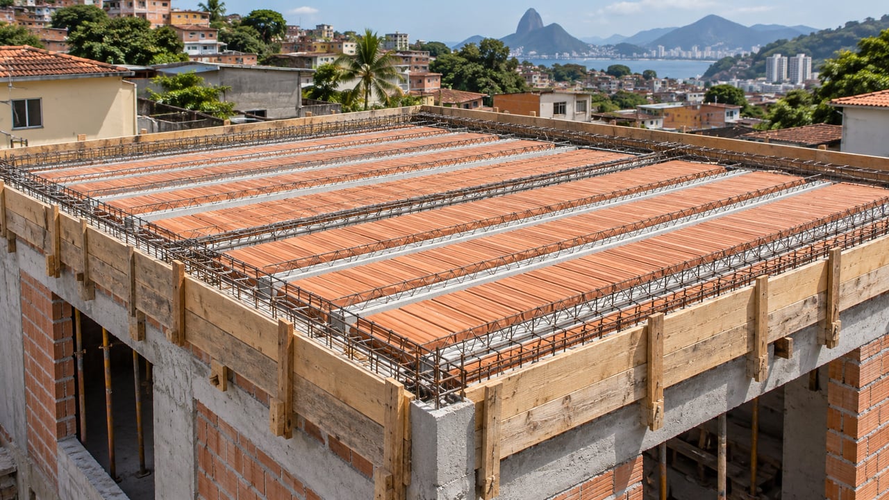 Uma referência municipal de Santa Catarina estima R$ 13.030,50 para uma laje de 50 m², mas o custo no Rio depende do projeto