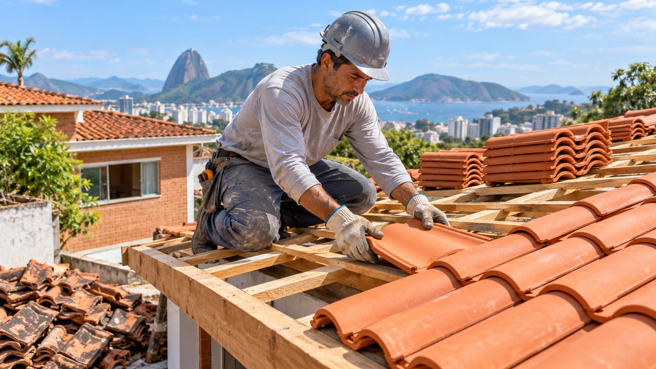 Trocar o telhado de uma casa de 80 m² no Rio custa cerca de R$ 15,2 mil em custo direto, segundo o Sinapi