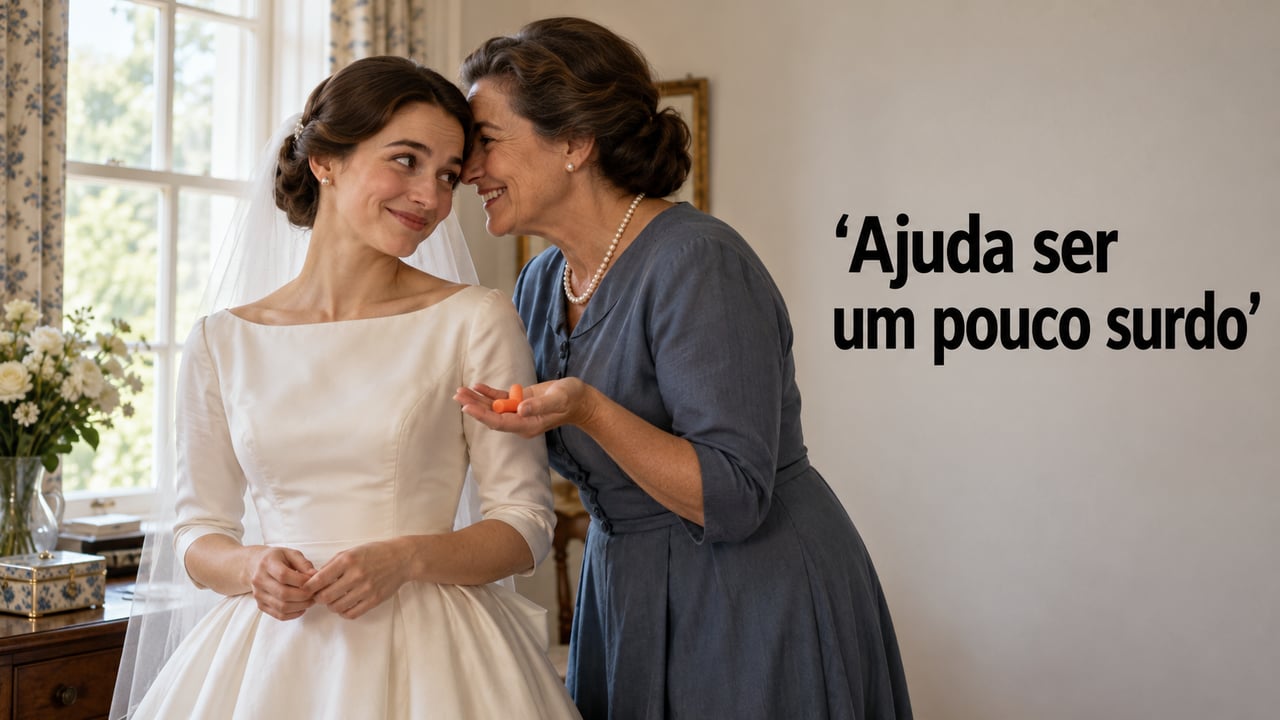 Minutos antes do casamento, em 1954, a sogra disse que ajuda ser um pouco surdo e deu à noiva protetores de ouvido