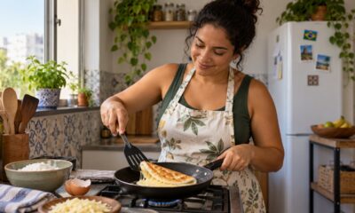 A versão de frigideira fica pronta em cerca de cinco minutos, sem forno e em fogo baixo