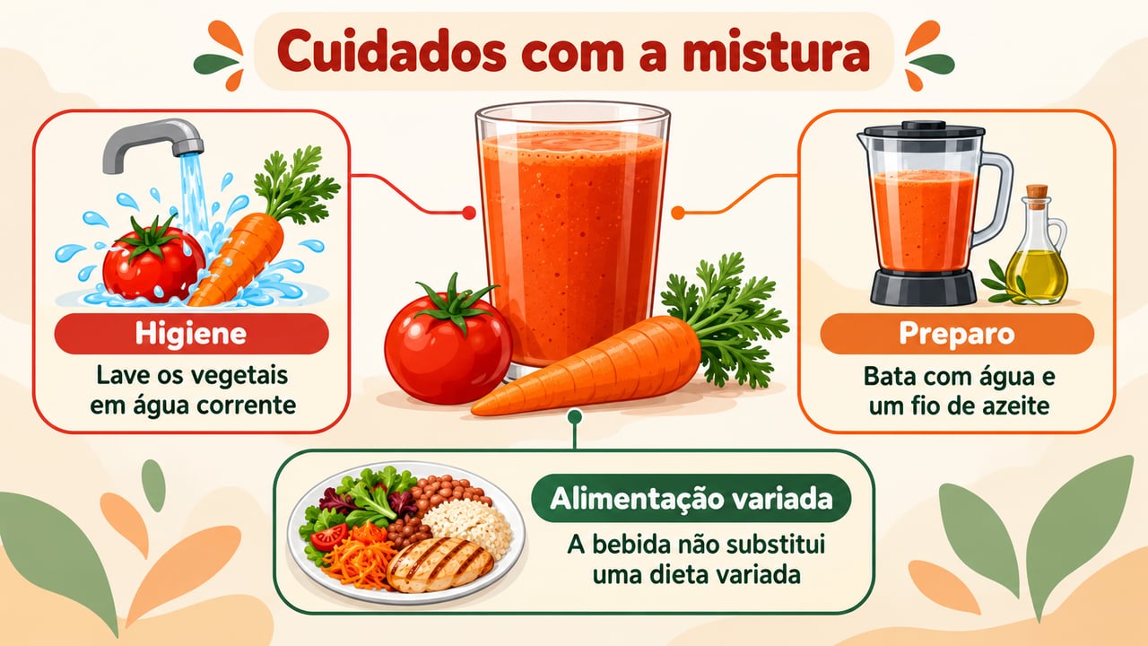Lave os vegetais antes do preparo e inclua a bebida em uma alimentação variada