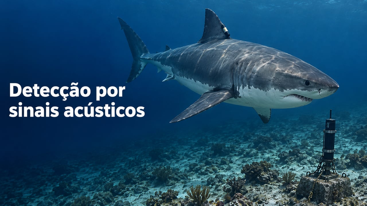 Receptores acústicos detectaram os tubarões-brancos sem que fossem vistos a olho nu