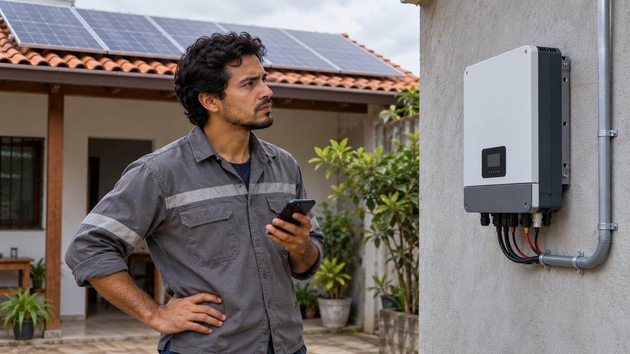 Guardar os relatórios do inversor de antes e depois da obra ajuda a provar a queda de geração de 6.000 para menos de 600 kWh por mês