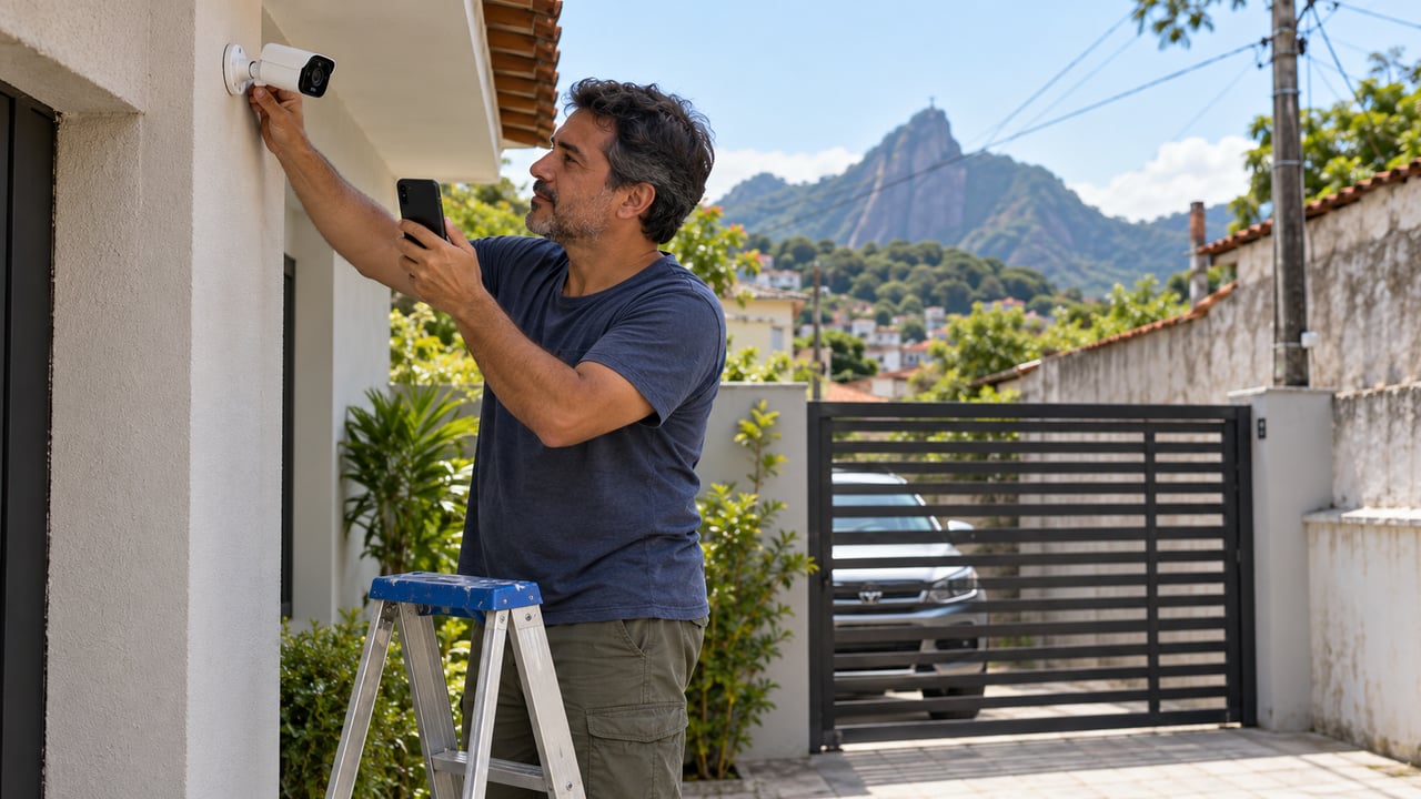Cada câmera deve vigiar só o que é do dono, como portão e garagem, e o ângulo pode ser testado pelo celular