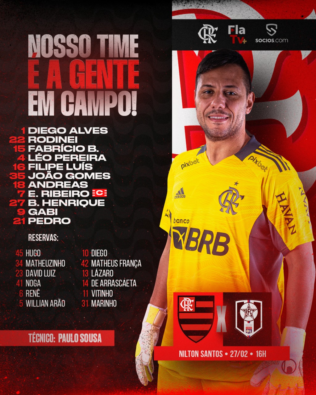 Flamengo escalado para pegar o Resende pelo Campeonato Carioca