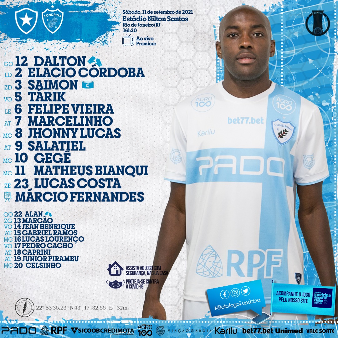 Londrina está escalado para pegar o Botafogo pela Série B