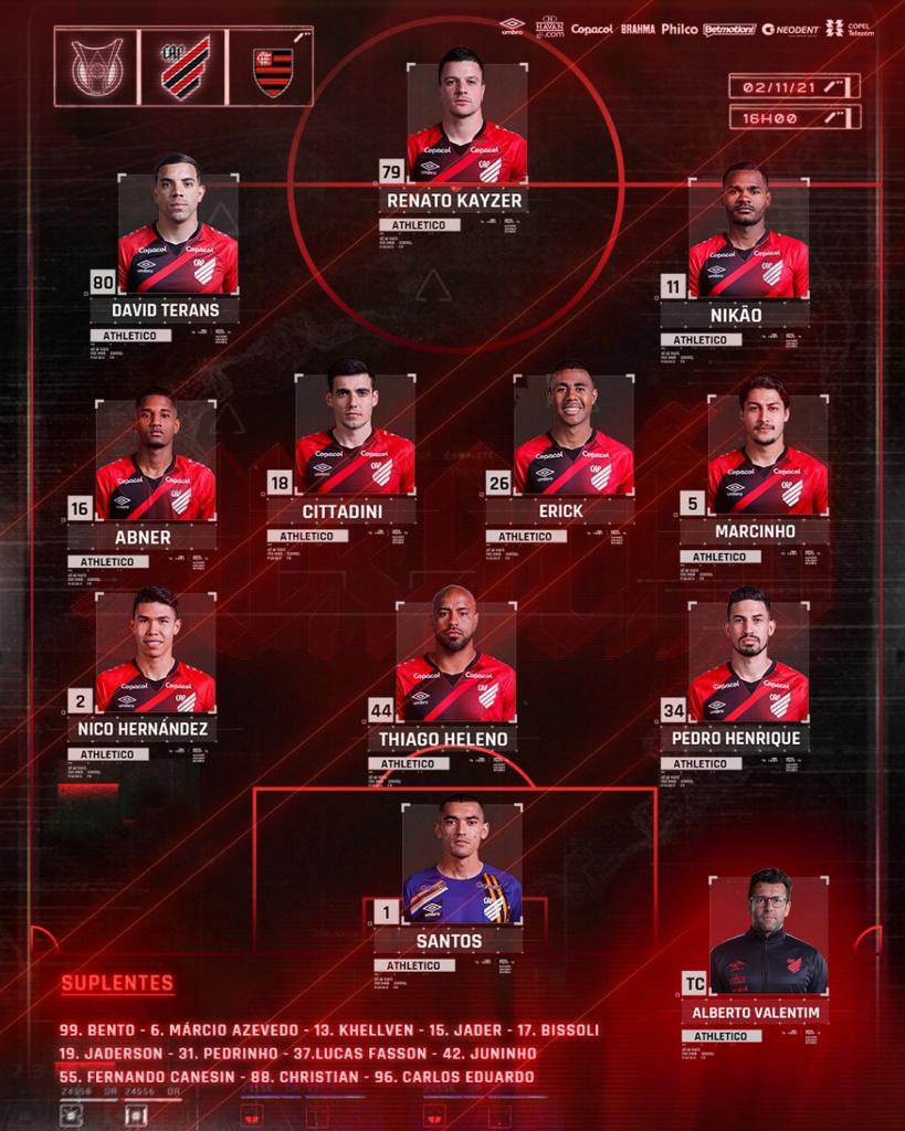 Athletico-PR escalado para pegar o Flamengo pelo Campeonato Brasileiro