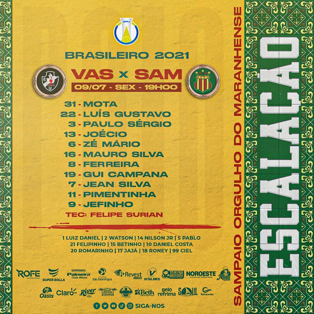 Sampaio Corrêa escalado para pegar o Vasco pela Série B