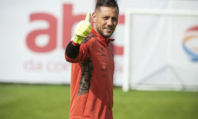 Diego Alves no último treino do Flamengo