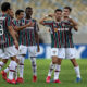 Jogadores do Fluminense comemoram gol sobre o Criciúma na Copa do Brasil