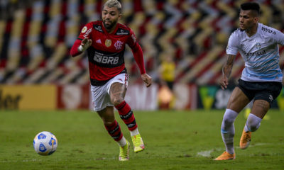 Gabigol em ação contra o Grêmio