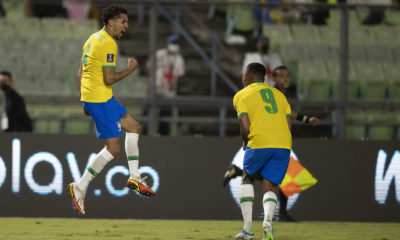 Marquinhos comemora gol contra a Venezuela