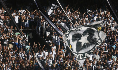 Torcida do Botafogo comemorando o acesso contra o Operário no Nilton Santos