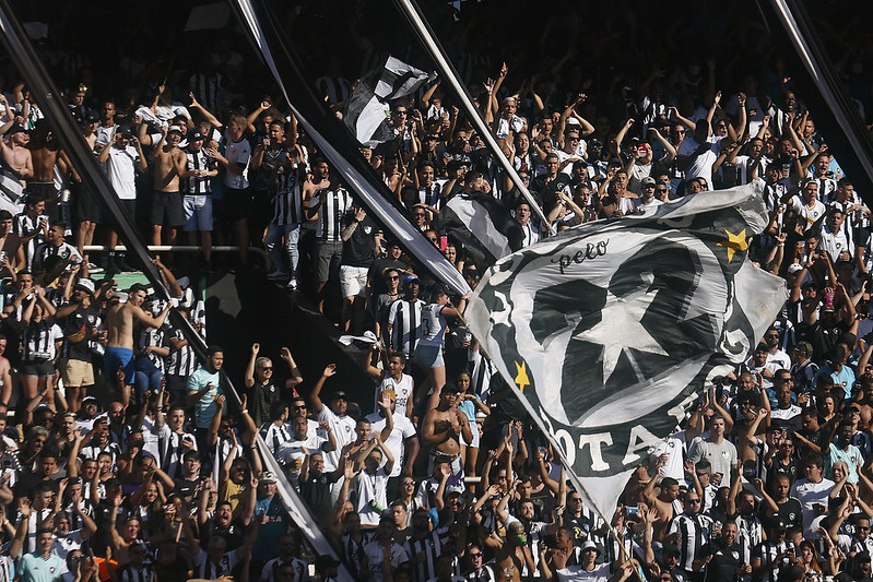 Torcida do Botafogo comemorando o acesso contra o Operário no Nilton Santos