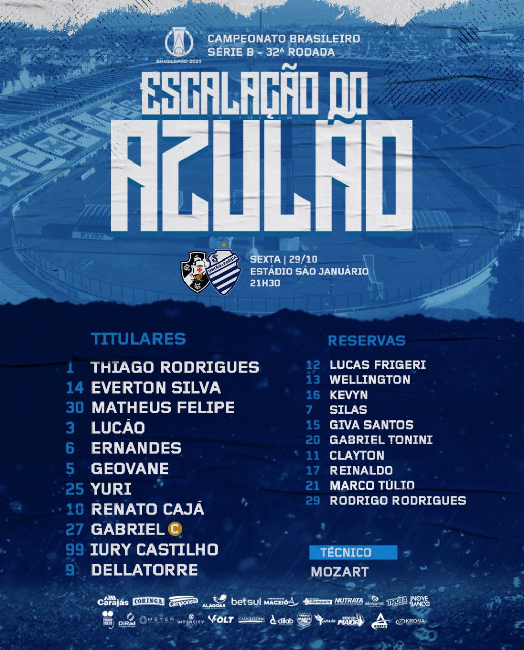 CSA escalado para pegar o Vasco pela Série B