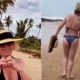 Ana Maria Braga caminhando na praia