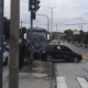 Acidente entre carro de passeio e ônibus articulado em Vicente de Carvalho