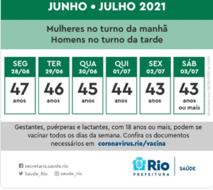 Imagem do calendário de vacinação da prefeitura