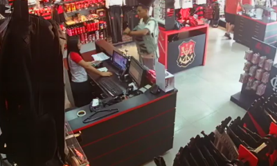 Imagens de câmeras de segurança da loja do Flamengo