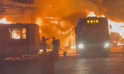 Incêndio em garagem de viação destrói oito ônibus em Itaperuna