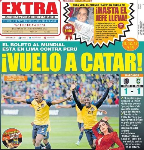 Jornais do Equador repercutem empate com o Brasil e erros da arbitragem