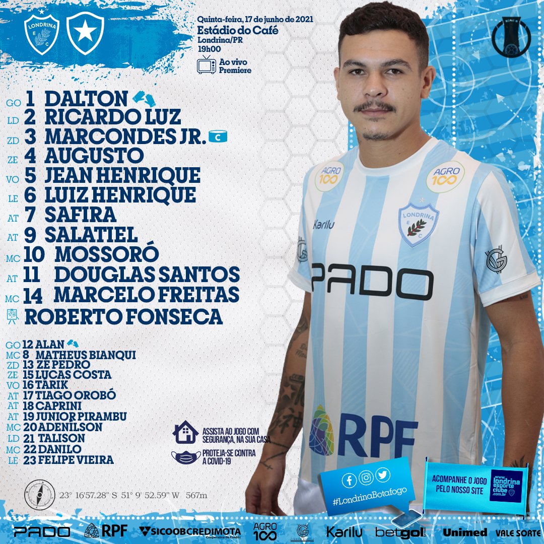 Londrina escalado para pegar o Botafogo pela Série B