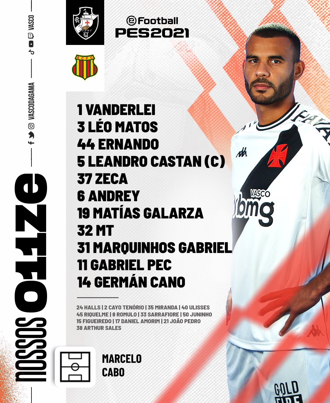 Vasco escalado para pegar o Sampaio Corrêa pela Série B