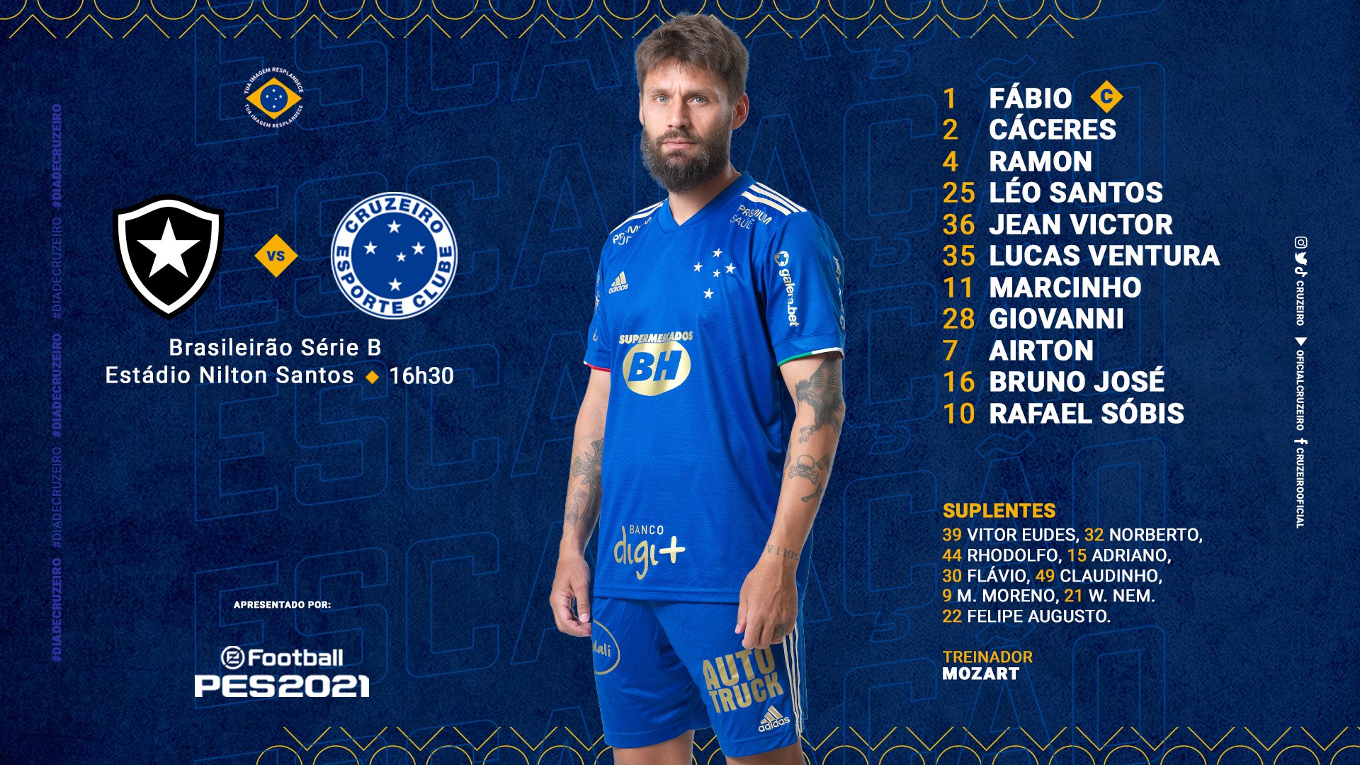 Cruzeiro escalado para pegar o Botafogo pela Série B
