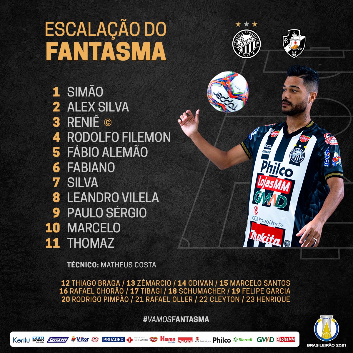 Operário-PR escalado para pegar o Vasco pela Série B