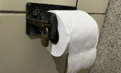Empresário usa cadeado para impedir furto de papel higiênico