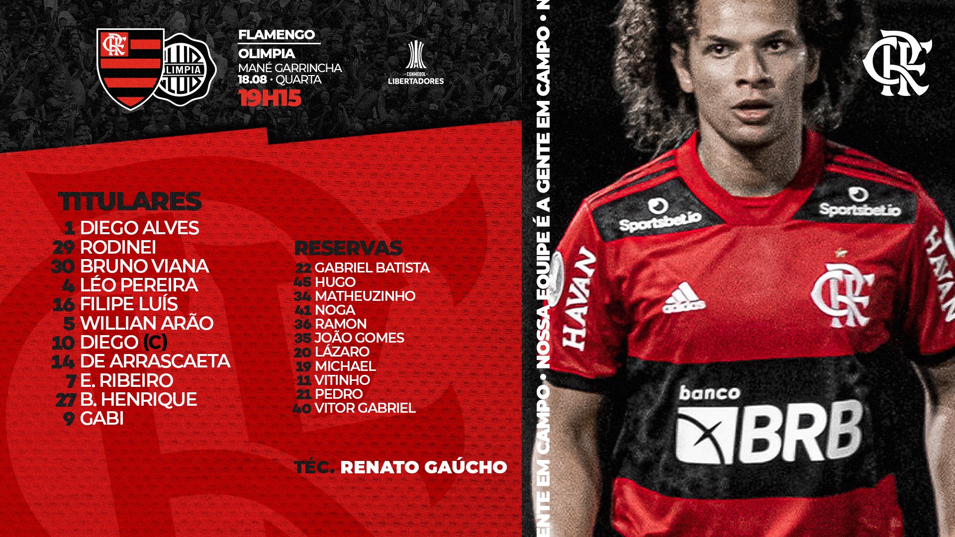 A escalação do Flamengo para o próximo jogo