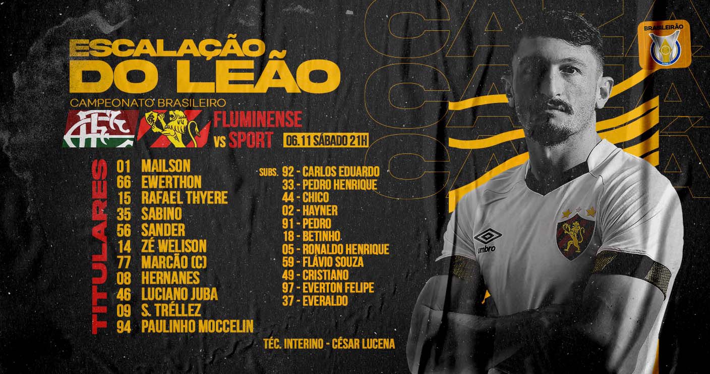 Sport escalado para pegar o Fluminense pelo Campeonato Brasileiro