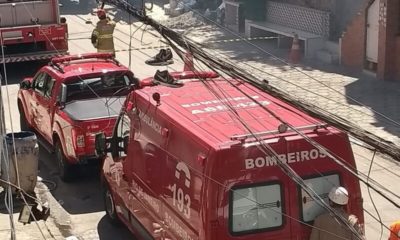 Ambulância do Corpo de Bombeiros no socorro à vítima