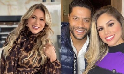 Montagem com Iran Ângelo, ex do Jogador Hulk e ele com a atual, Camila Angelo