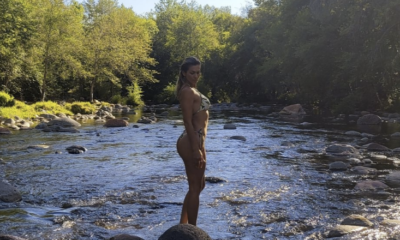 Lívia Andrade em banho de rio nos Estados Unidos