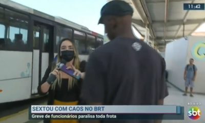Repórter do SBT é impeida de falar sobre a greve do BRT durante entrada ao vivo