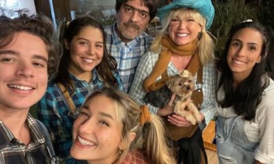 Sasha com a família comemorando aniversário em festa junina