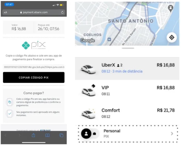 Uber passa a aceitar Pix como forma de pagamento