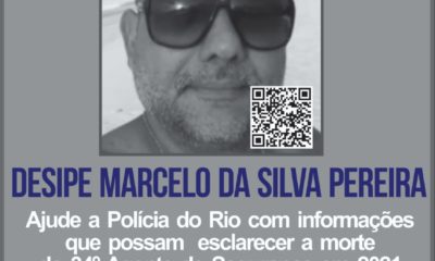 Cartaz do Portal dos Procurados com a foto do policial encontrado morto