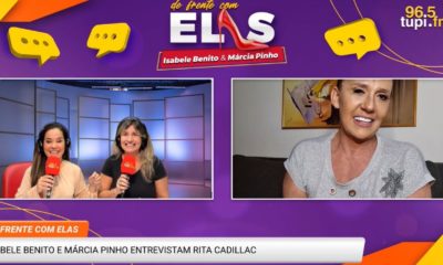 Na imagem, Rita Cadillac participando do programa "De Frente Com Elas", ao lado das apresentadoras Isabele Benito e Márcia Pinho