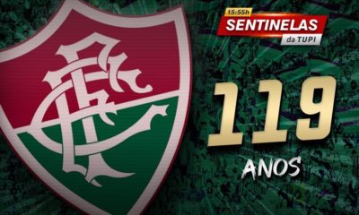 Na imagem, homenagem da Tupi aos 119 anos do Fluminense