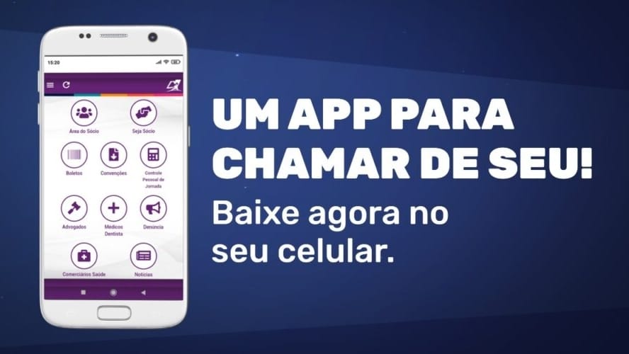 Na imagem, arte do aplicativo Sindicato dos Comerciários