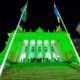 Palácio Tiradentes iluminado com a cor verde em homenagem ao Setembro Verde