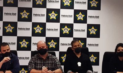 Imagem de policiais civis na coletiva