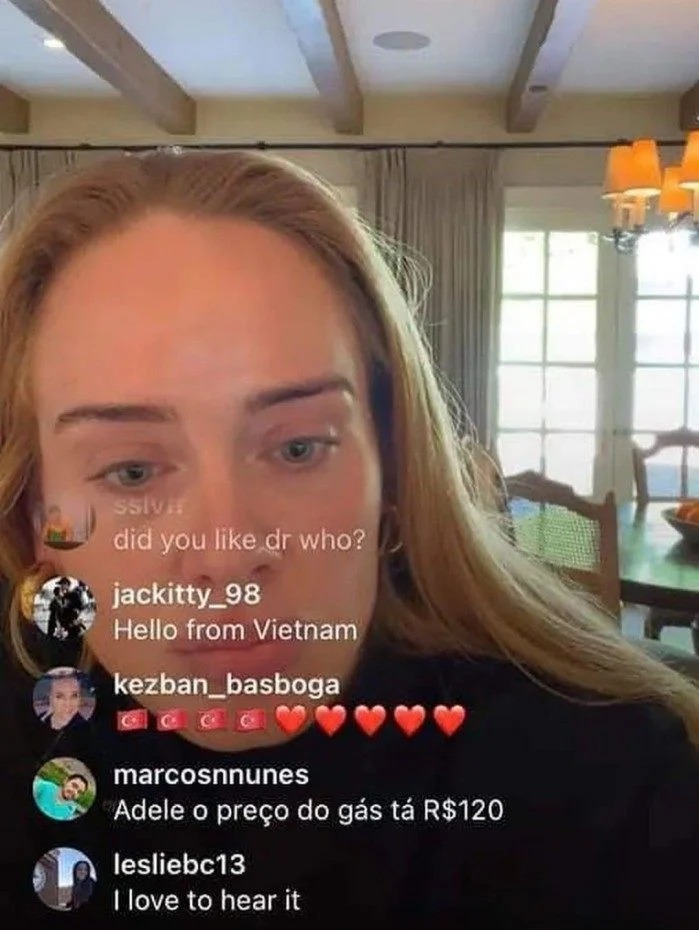 Print da live da Adele no Instagram