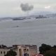 Imagem de explosões na Baía de Guanabara