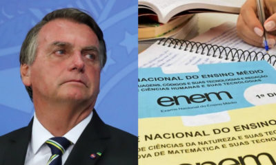 Presidente Jair Bolsonaro e cadernos de prova do Enem