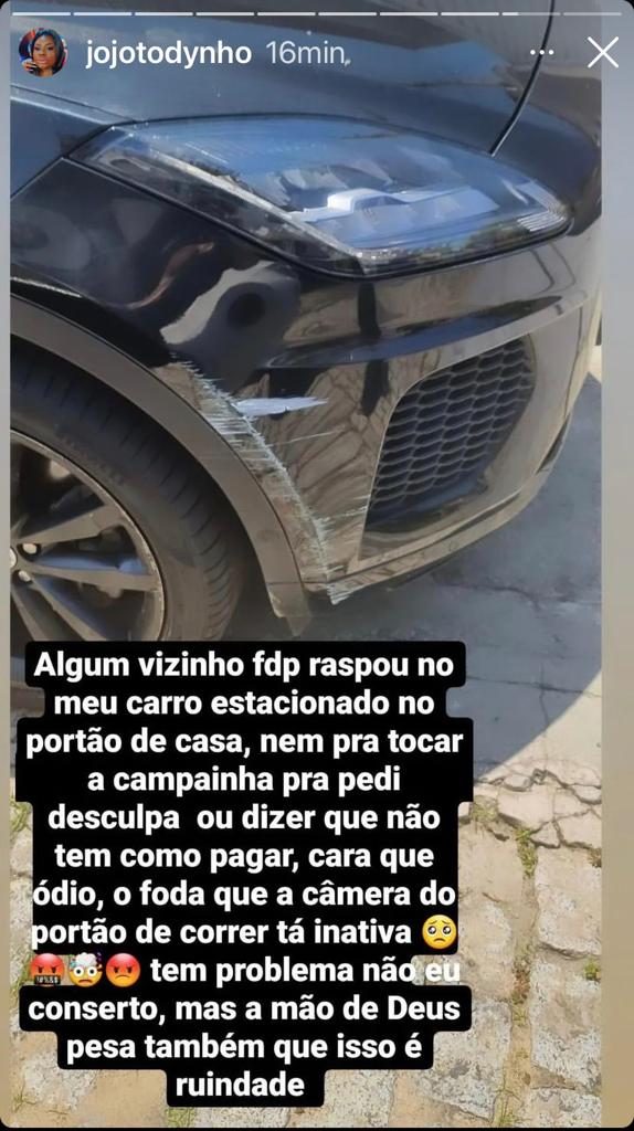 Post da Jojo Todynho com o carro arranhado (Foto: Reprodução/Instagram)