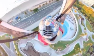 Australiano viraliza ao saltar de paraquedas do Hotel Sheraton.